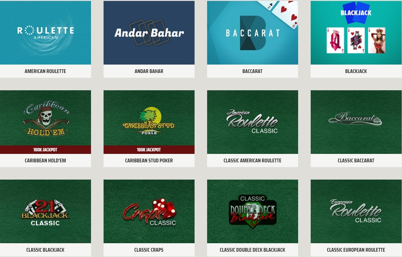 Ignition Casino Table Games