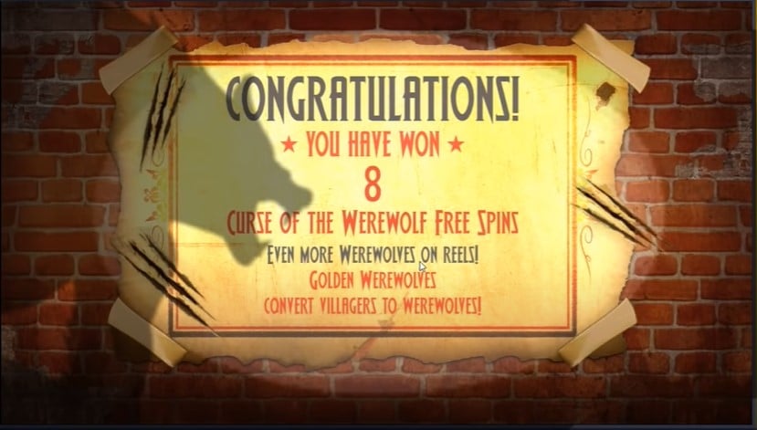 Curse of the Werewolf Megaways free spins