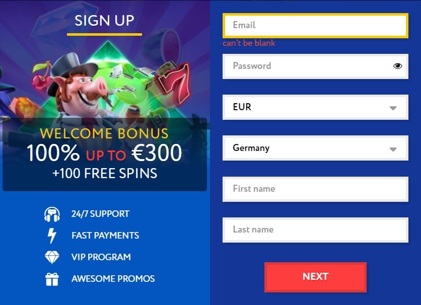EUslot Casino sign up