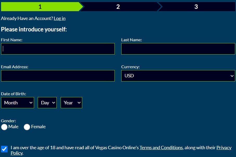 Vegas Casino Online sign up